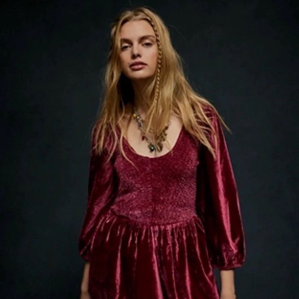 Free People Farrier Velvet Mini Dress Boysenberry